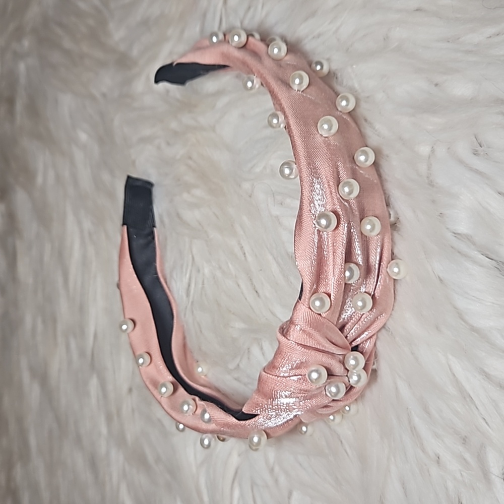 Pearl Luxe Headbands | Soft Satin Glam - Rose Glow